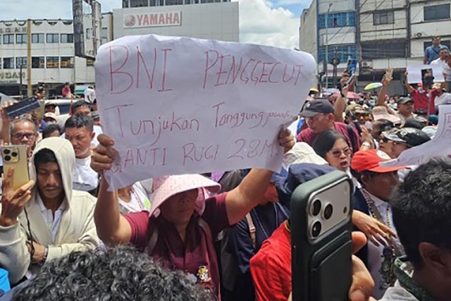 Umat Paroki Santo Fransiskus Asisi Aek Nabara Geruduk Kantor BNI Cabang Rantau Prapa